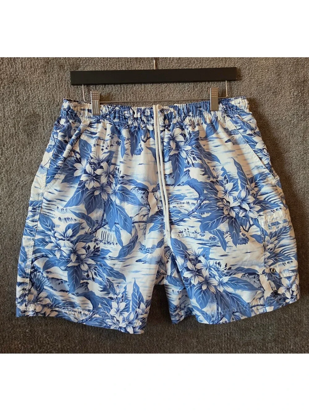 Sand N Sun Shorts Men Sz. Lg Blue Swimwear Summer Trunks Tropical Vacation